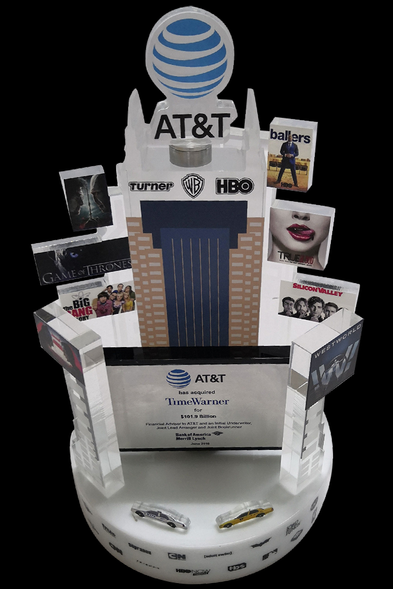 Custom Deal Toy Financial Tombstone for AT&T acquiring TimeWarner 